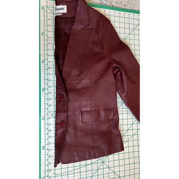 Bagatelle Vintage Size 10 Red Burgundy Leather Blazer Jacket Wine Monica Goth - Picture 7 of 12